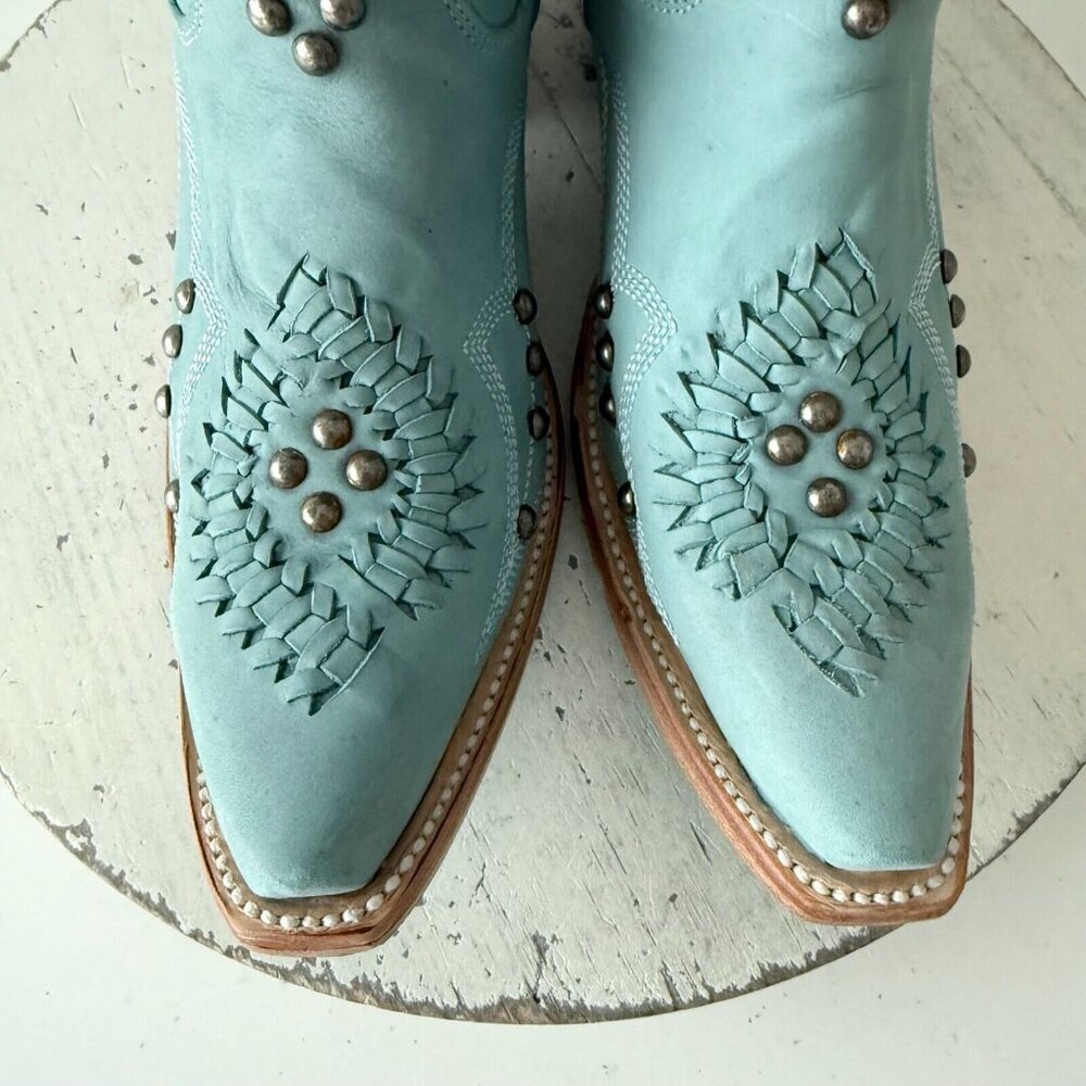 Lane COSSETTE Womens Cowboy Bootie Size 6 Western Cowgirl Blue Short Ankle Boots - Picture 6 of 12